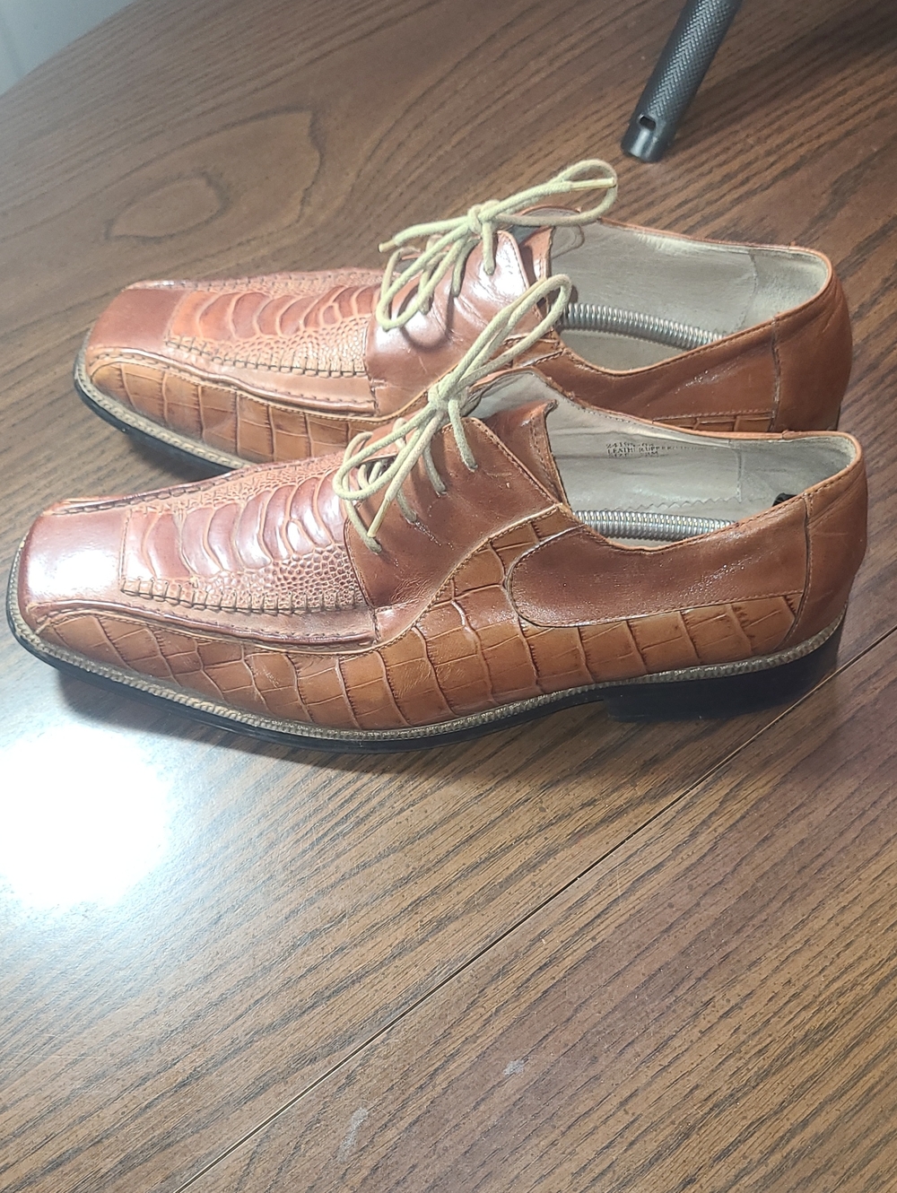 Stacy Adams Brown Croc-Embossed Leather Lace-Up Oxfords Mens Size 13M